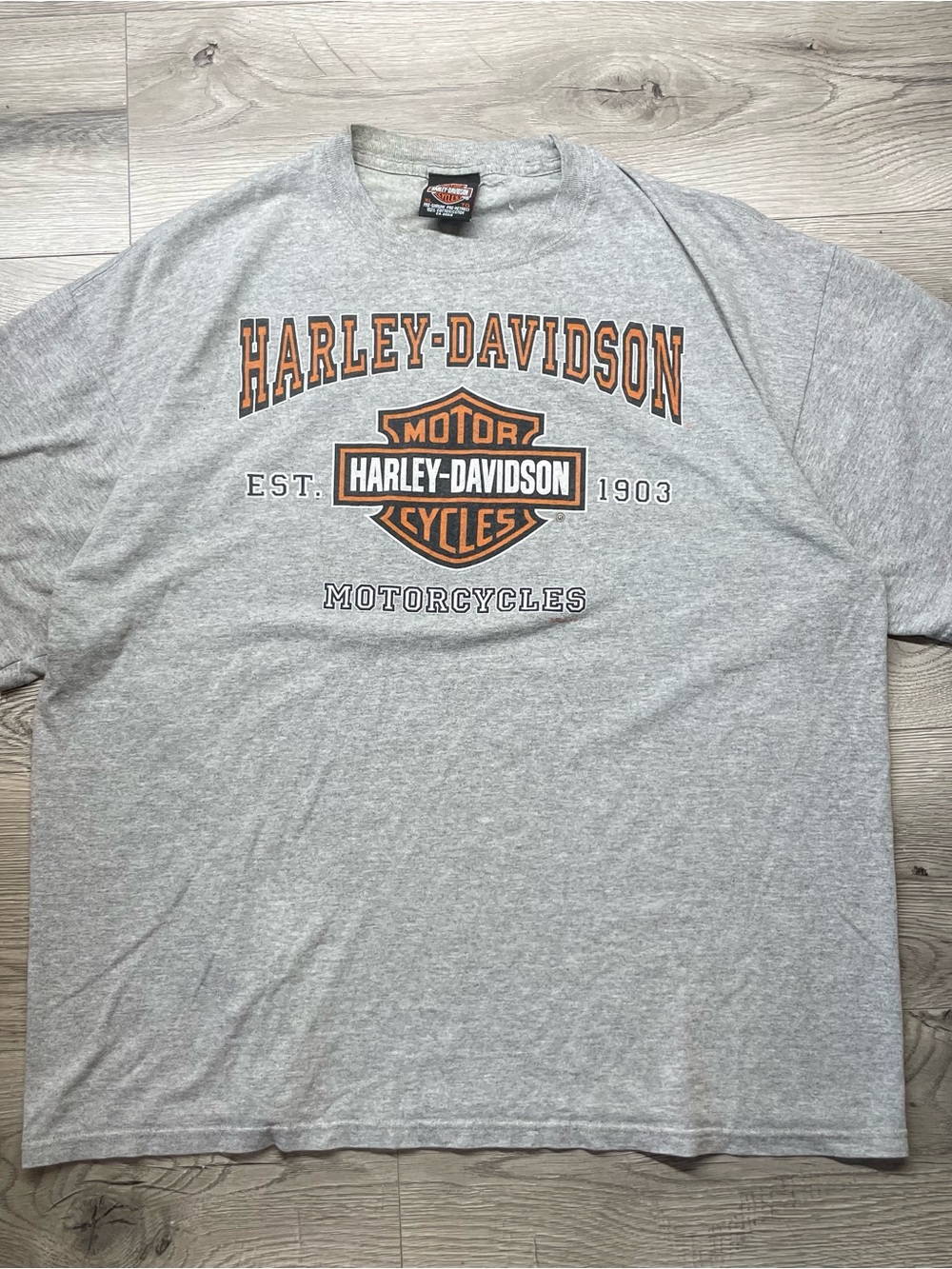 Harley-Davidson Gray Tee with Orange & Black Logo